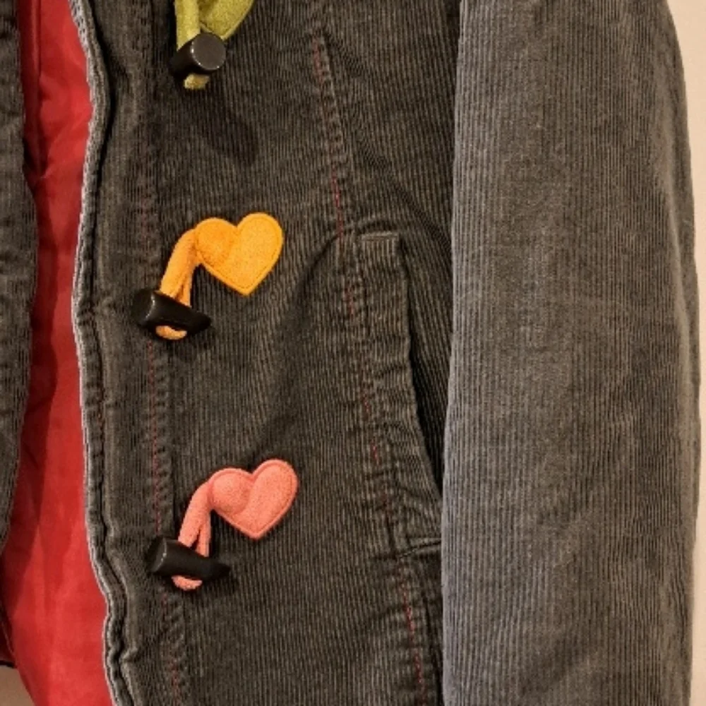 Gymboree  corduroy  girls Hooded Jacket with Heart Accents g size M (7-8)